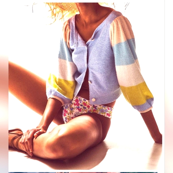 NWT LoveShackFancy Aidyn Crop Cardigan in pastel rainbow size medium - Picture 5 of 17